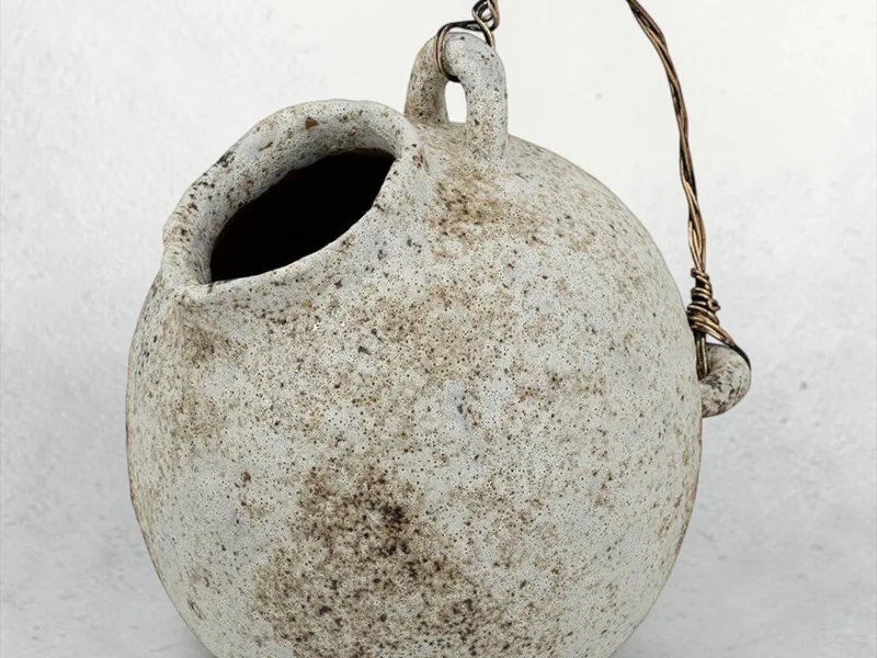 Hand - Pulled Decorative Jug with Wire Handle