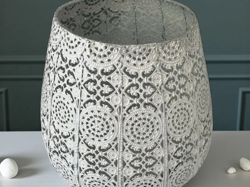Decorative Lantern – Silvery White Large