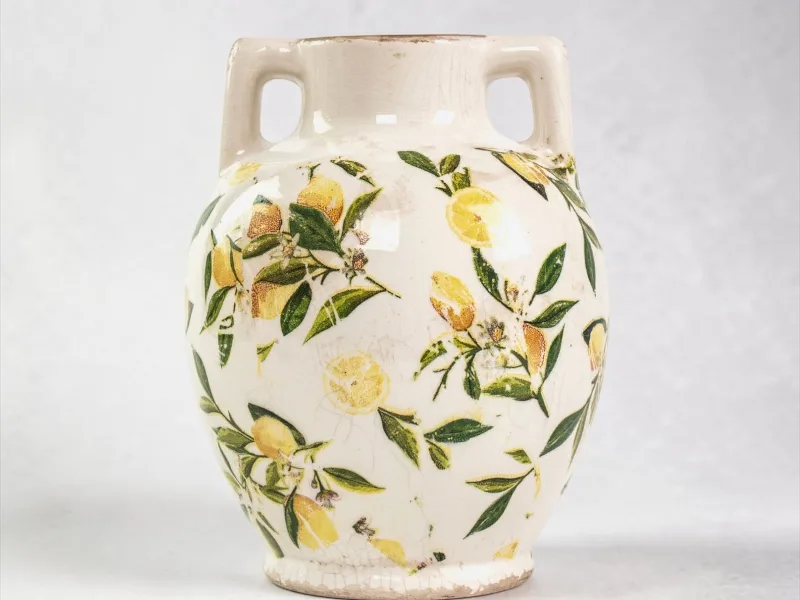 Lemon & Leaves Ceramic Urn