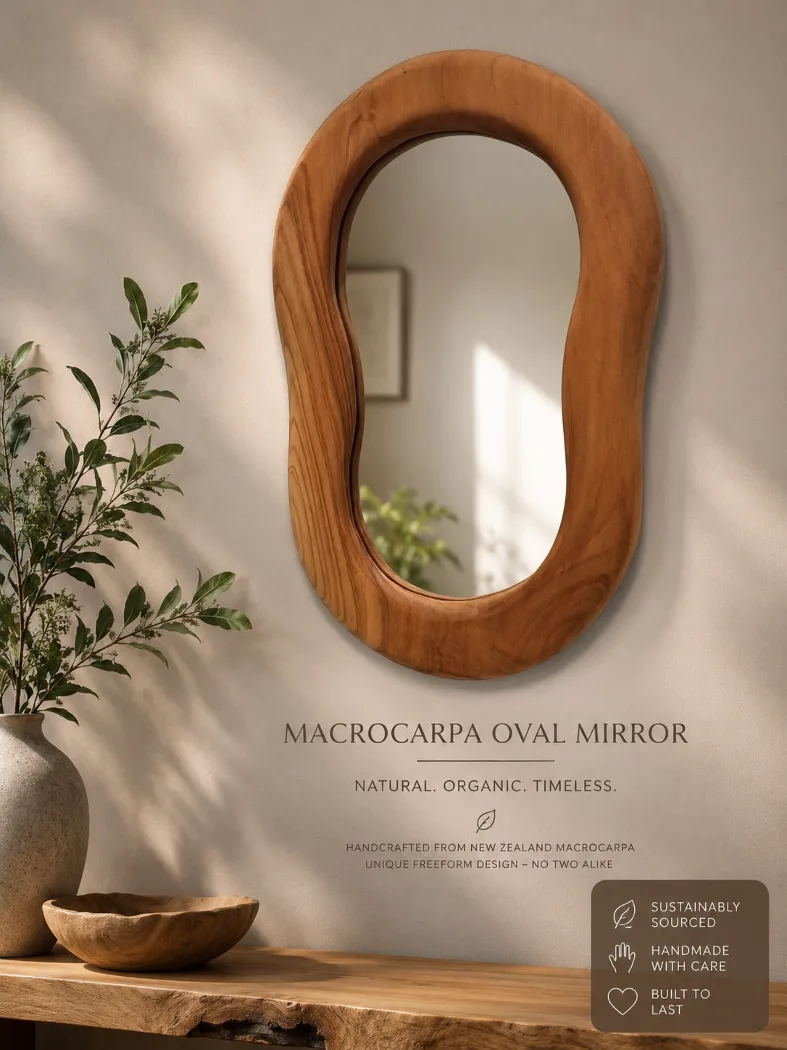 Mirror Oval - Macrocarpa   350mm X 220mm