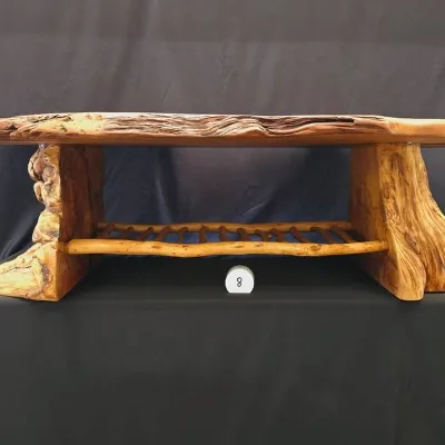 Coffee Table – Swamp Kauri/Macrocarpa Burs/Totara magazine rack