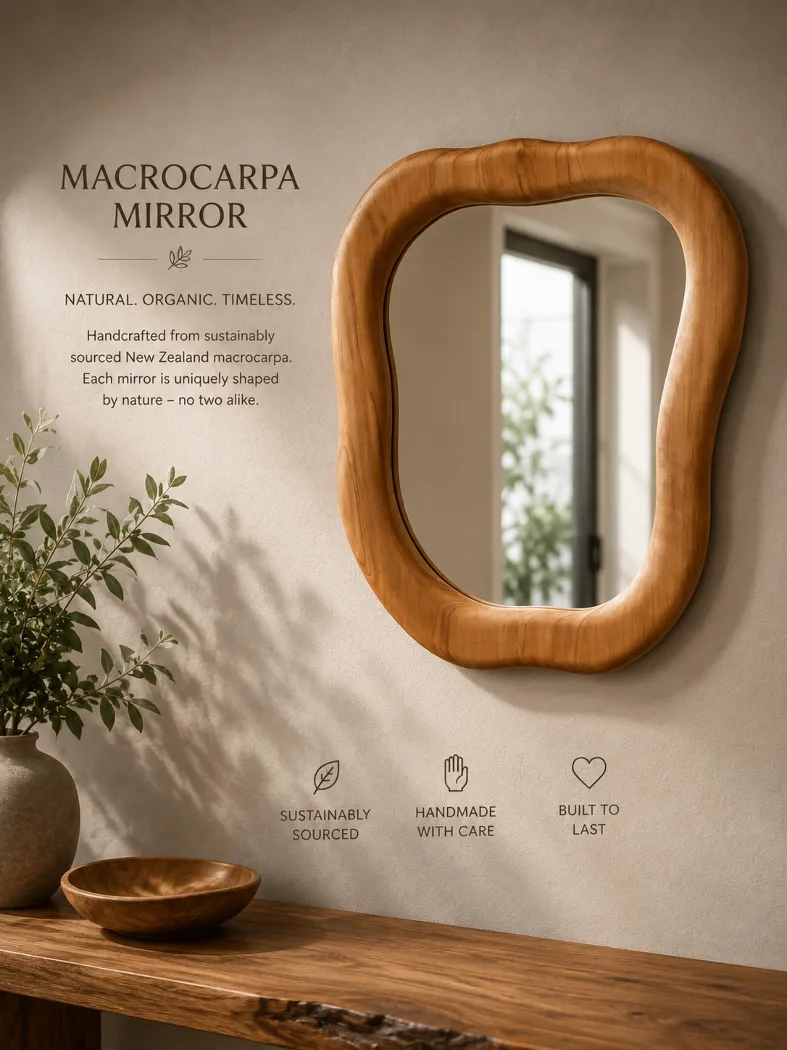  Mirror        Macrocarpa square oval  320mm X 400mm