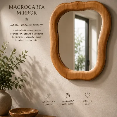  Mirror        Macrocarpa square oval  320mm X 400mm