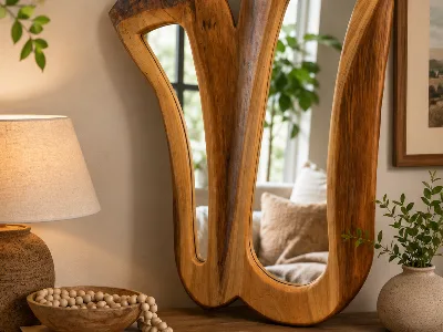 Mirror Double Flitch – Macrocarpa    730mm X 430mm