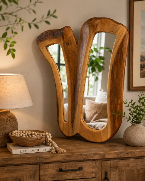 Mirror Double Flitch – Macrocarpa    730mm X 430mm