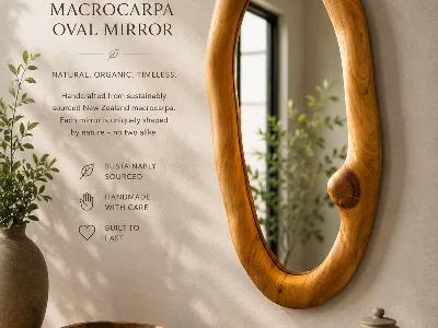 Mirror Oval - Macrocarpa   350mm X 220mm
