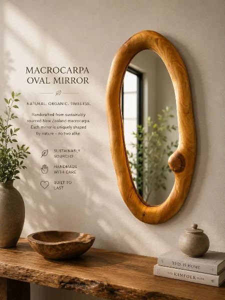 Mirror Oval - Macrocarpa   350mm X 220mm