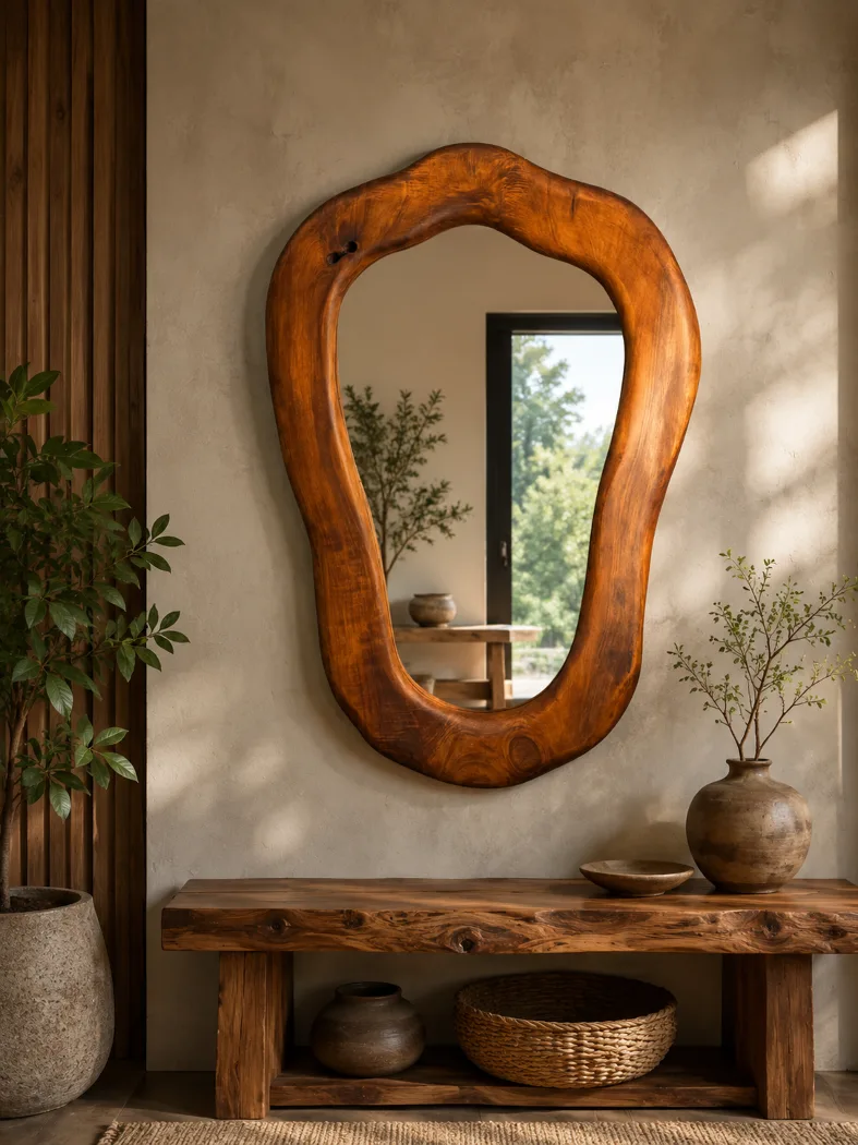 Mirror Stained - Macrocarpa  Yoke mirror Large  800mm X 520mm