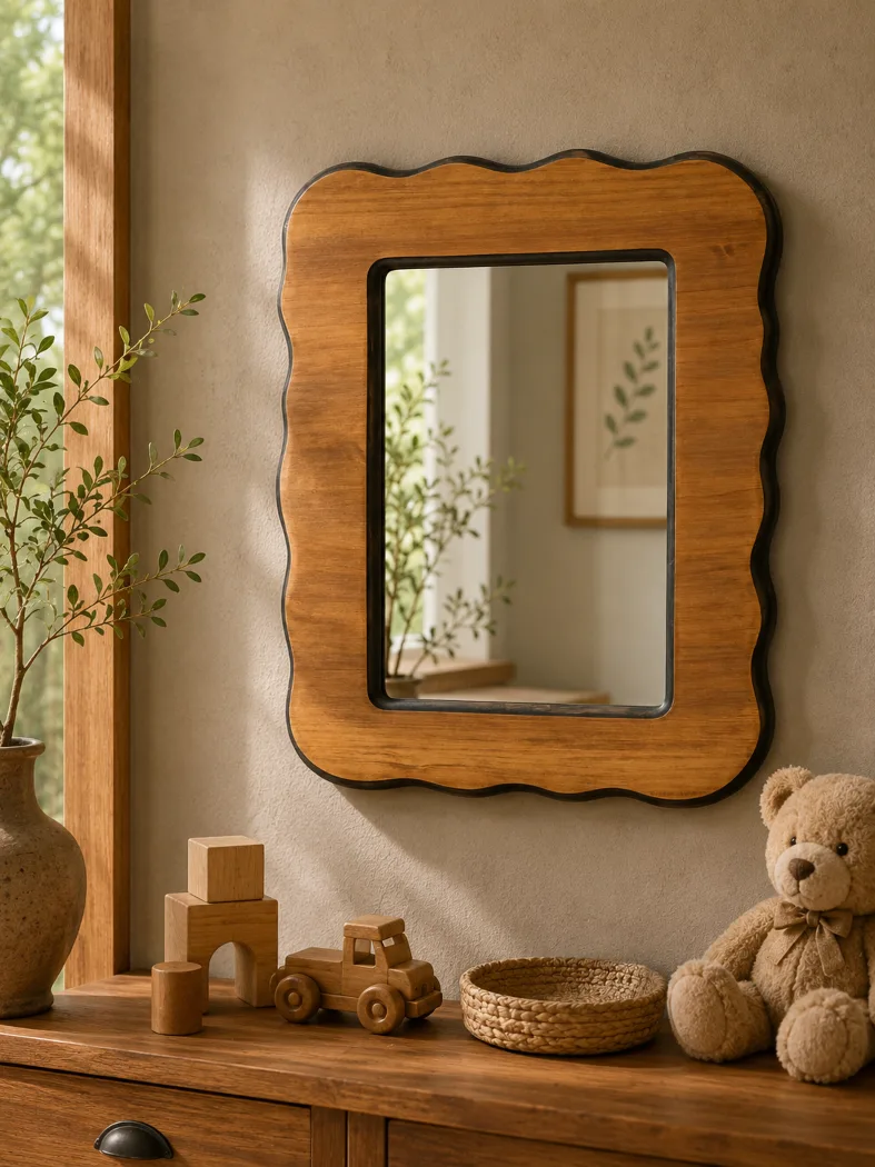 Mirror Stained Rectangle - Macrocarpa    520mm x 450mm