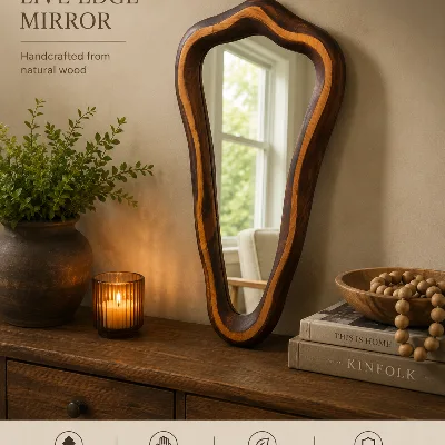 Mirror White Rim Stained - Macrocarpa   480mm x 190 to centre